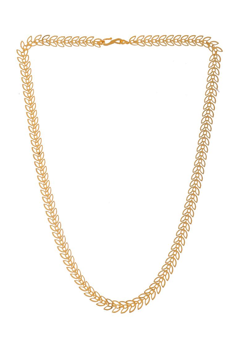 Women Gold Plated Stainless Steel Minimal leaf Chain - Indya
