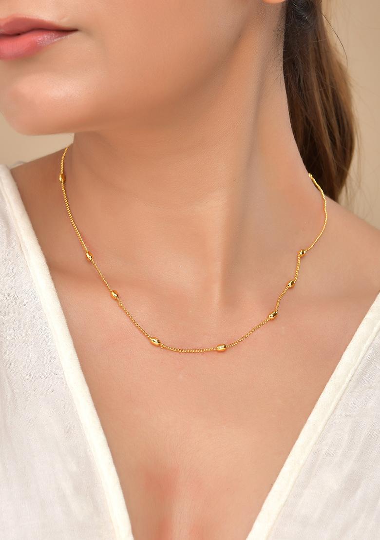 Gold Toned Minimal Stainless Steel Chain - Indya