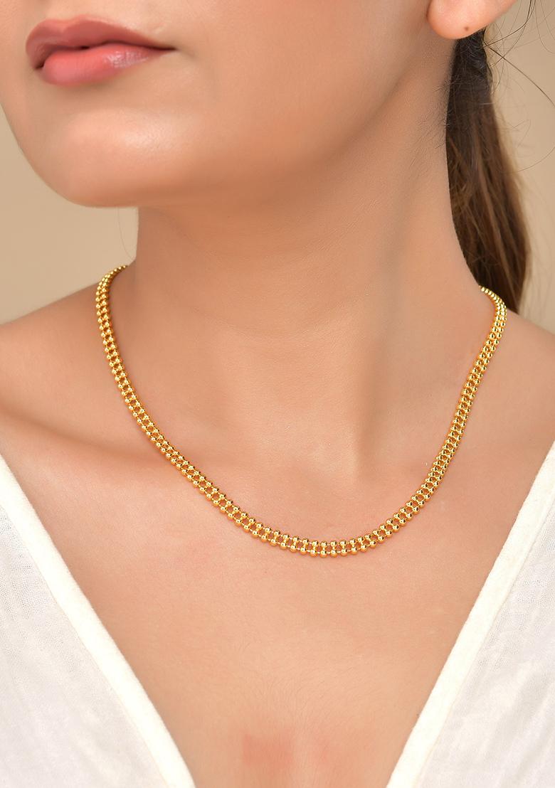 Gold Plated Ball Shapped Minimal Chain For Women - Indya
