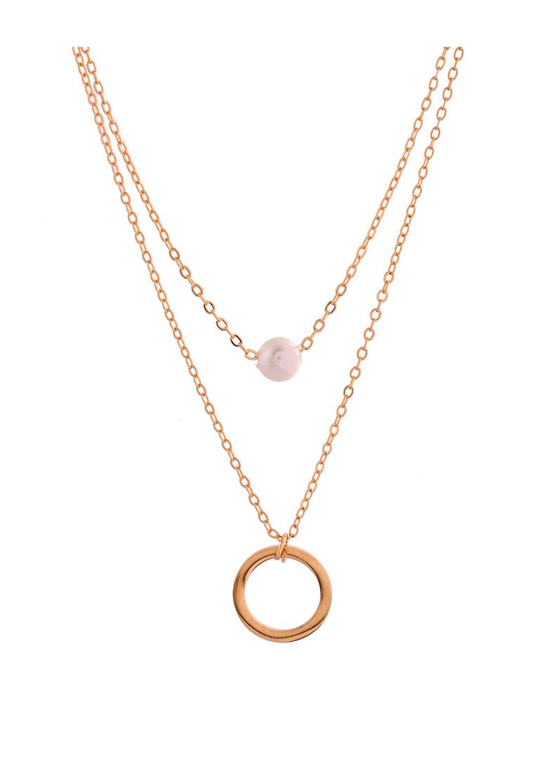 Gold Plated Multi Layer Pearl Studded Designer Chain - Indya