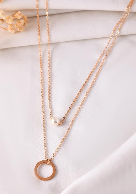 Gold Plated Multi Layer Pearl Studded Designer Chain