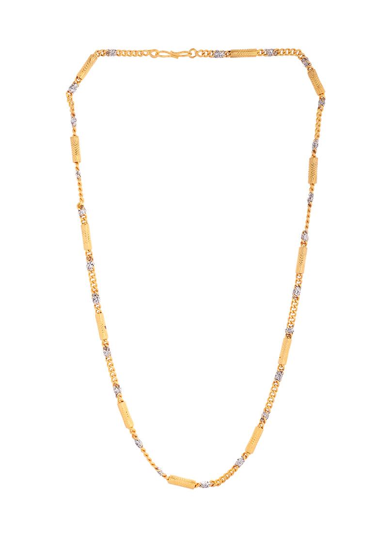 Men Dual Toned Pipe Shaped Stainless Steel Chain - Indya