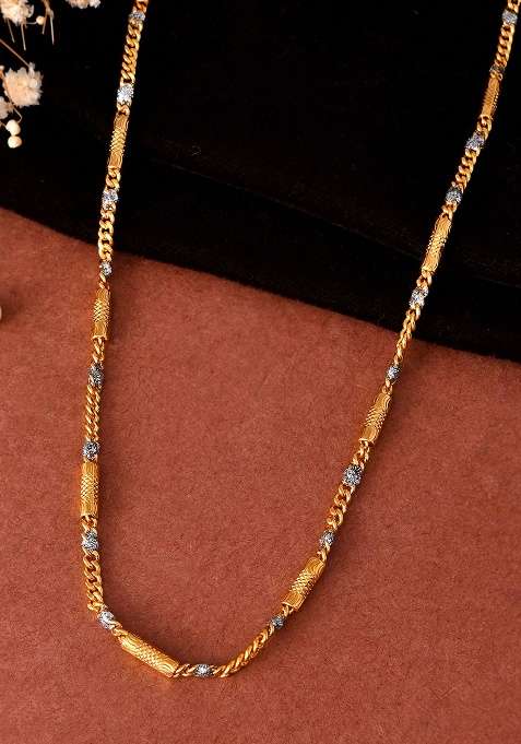 Men Dual Toned Pipe Shaped Stainless Steel Chain