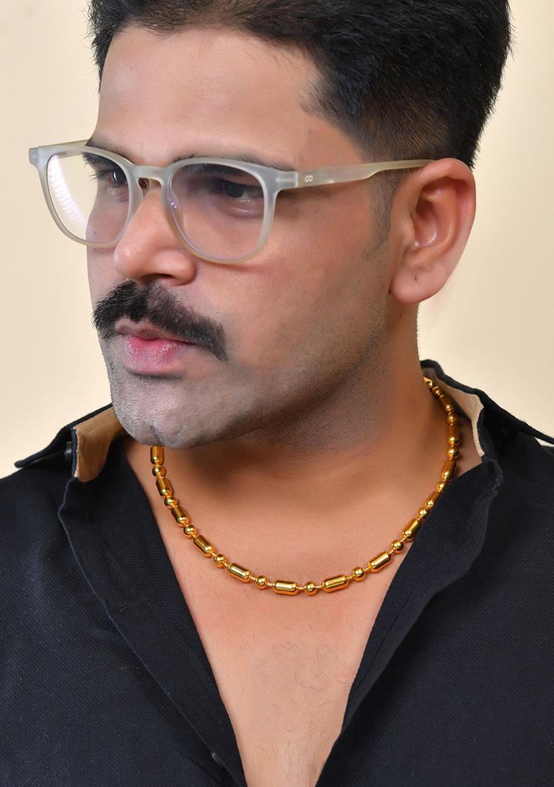 Men Gold Plated Drop Studded Elegent Chain - Indya