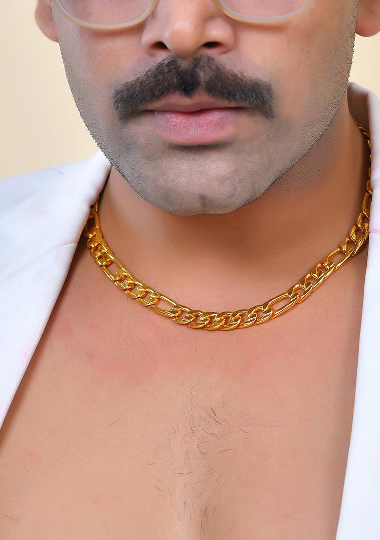 Men Gold Plated Link Classic Designer Linked Chain - Indya