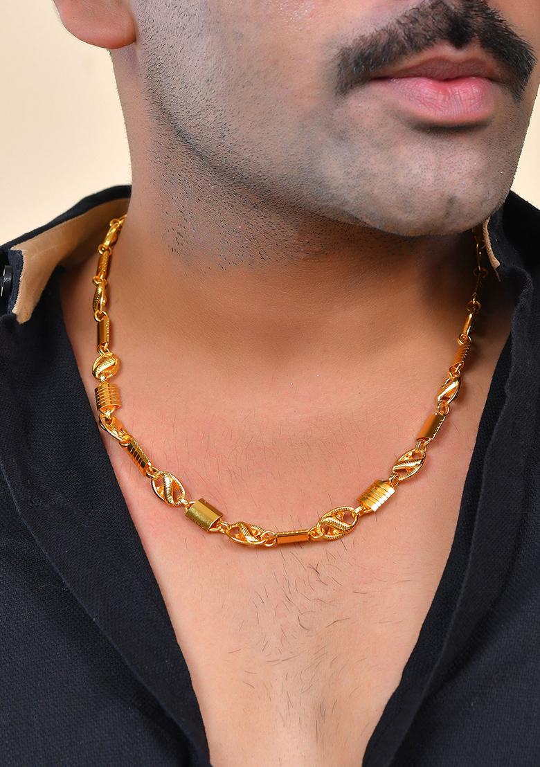 Men Designer Stainless Steel Gold Plated Chain - Indya