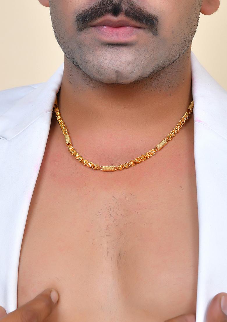 Men Pipe Shaped Gold Toned Chain - Indya