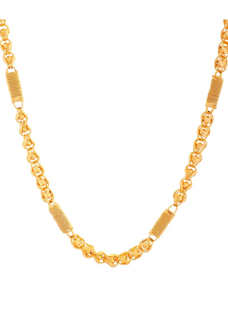 Men Pipe Shaped Gold Toned Chain - Indya
