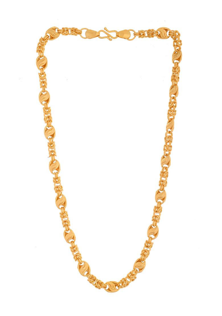 Gold Toned Designer Stainless Steel Chain For Men - Indya