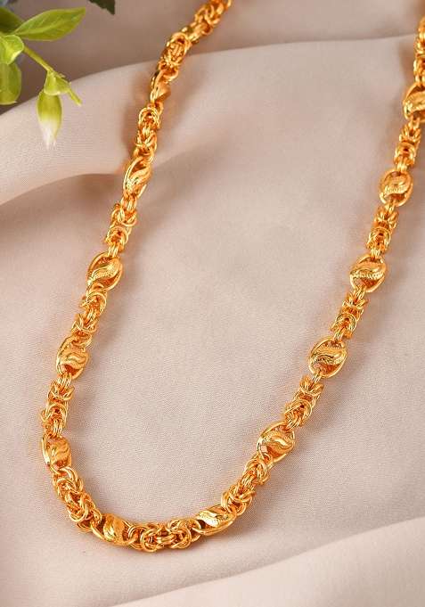 Gold Toned Designer Stainless Steel Chain For Men