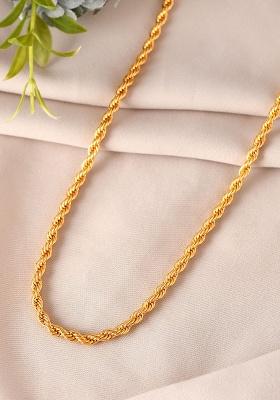 Gold Toned Twisted Stainless Steel Chain For Men