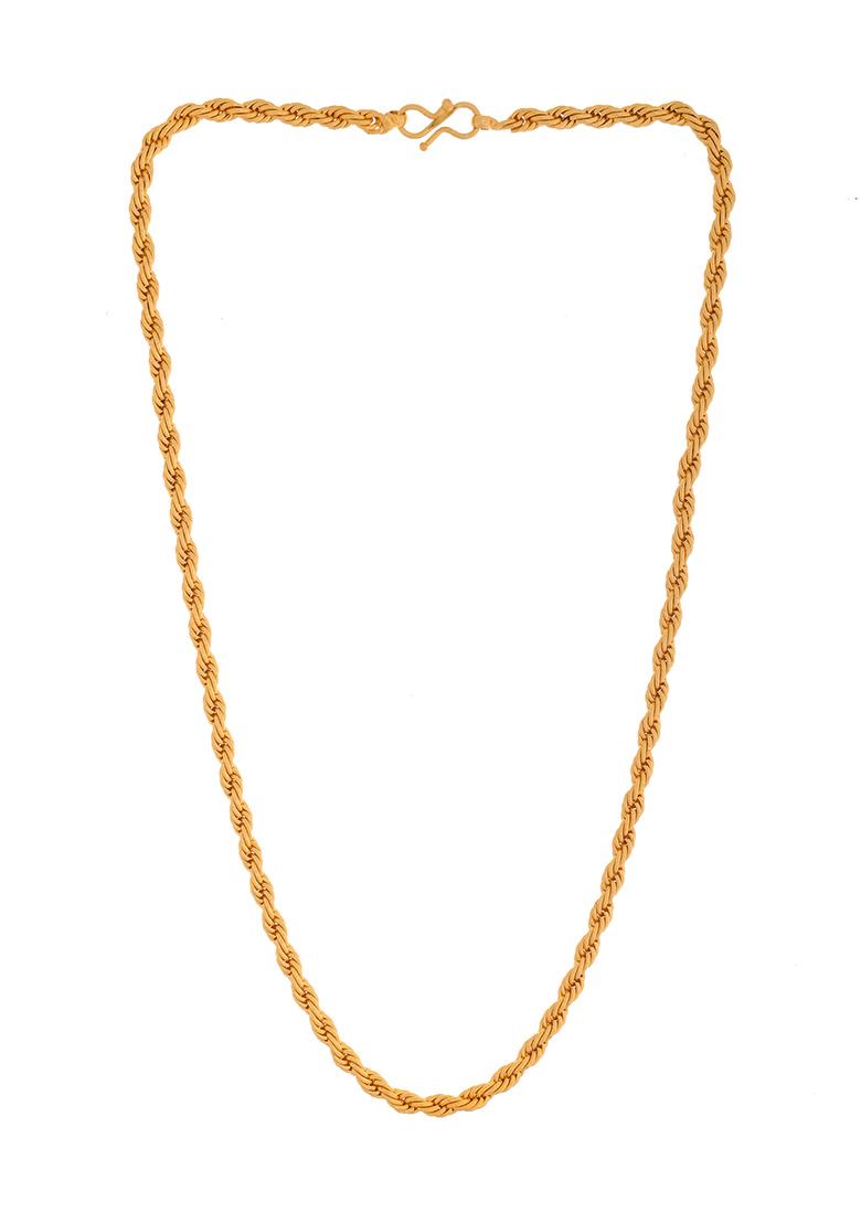 Gold Toned Twisted Stainless Steel Chain For Men - Indya