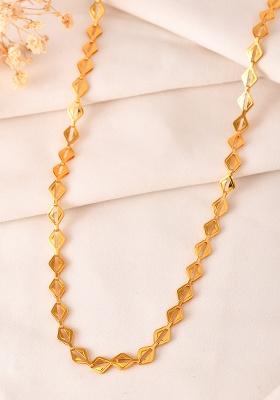 Gold Toned Geometrical Shaped Stainless Steel Chain For Women