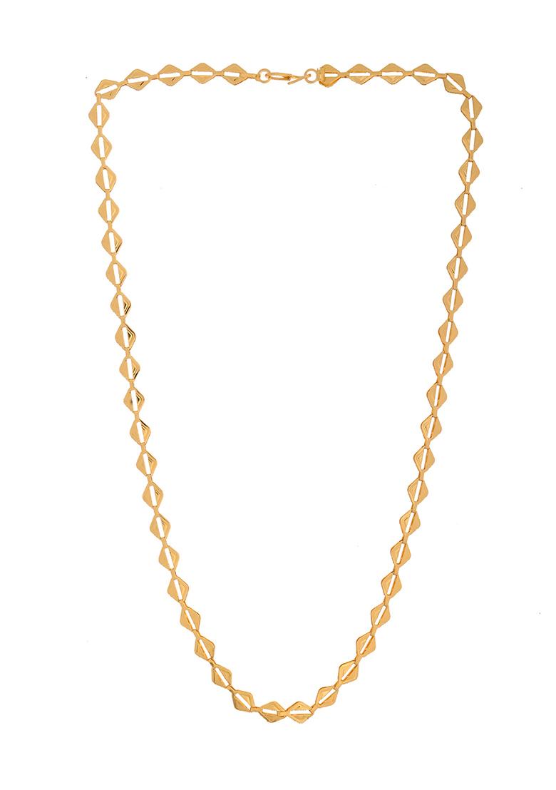 Gold Toned Geometrical Shaped Stainless Steel Chain For Women - Indya