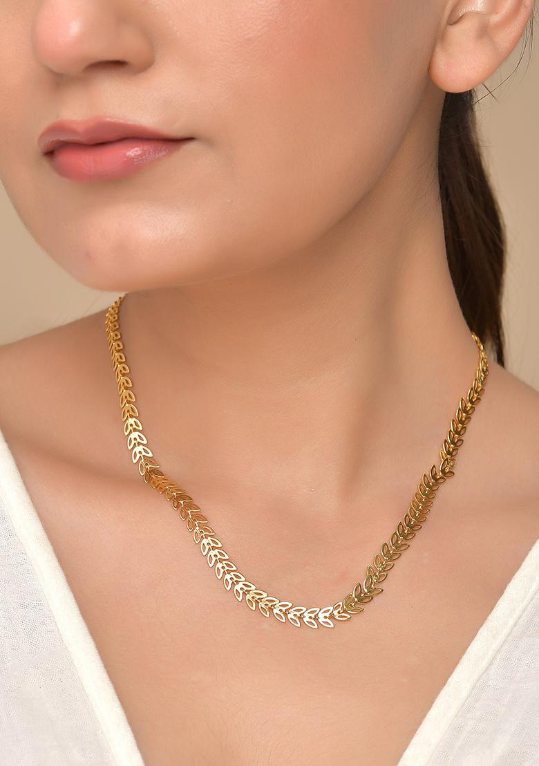 Gold Plated Filled Leaf Shaped Chain For Women - Indya