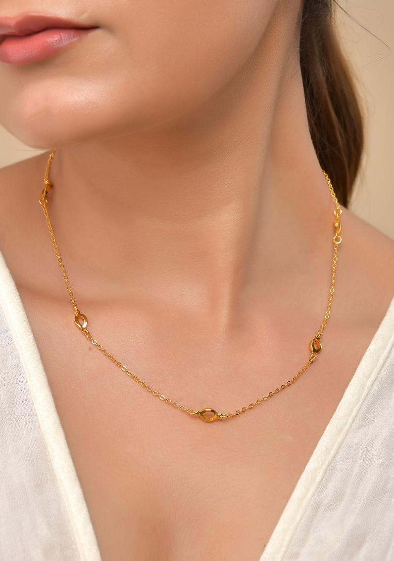 Gold Plated Minimal Designer Chain For Women  - Indya
