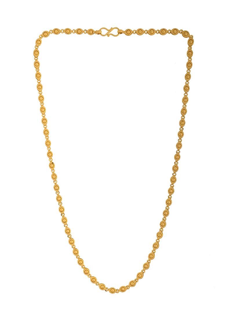 Gold Plated Oval Shaped Designer Chain For Women - Indya