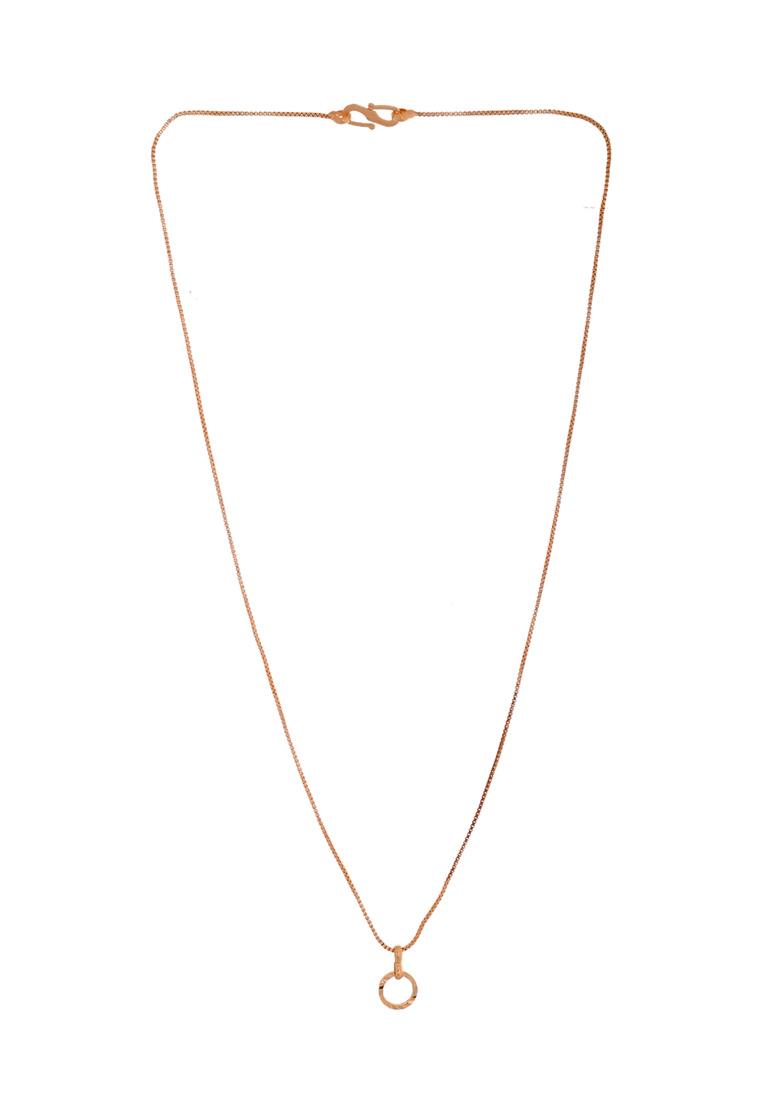 Rose Gold Plated Chain With Small Circular Pandent - Indya