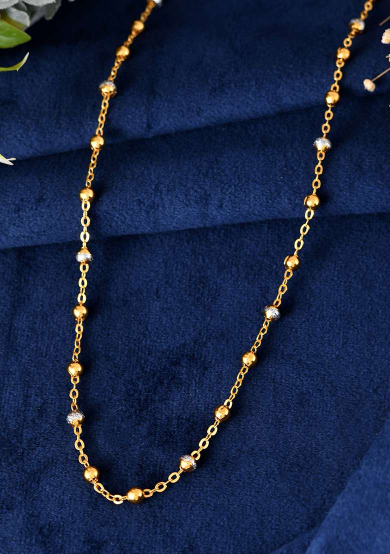Stainless Steel Dual Toned Ball Chain For Women - Indya