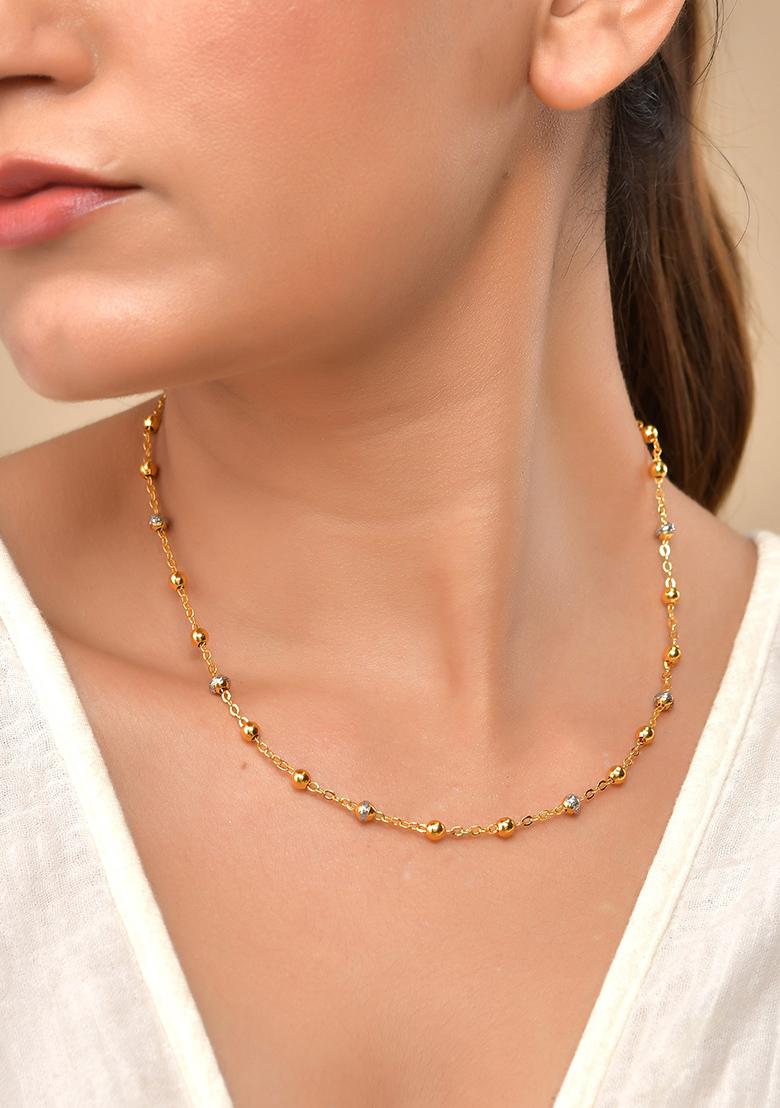 Stainless Steel Dual Toned Ball Chain For Women - Indya
