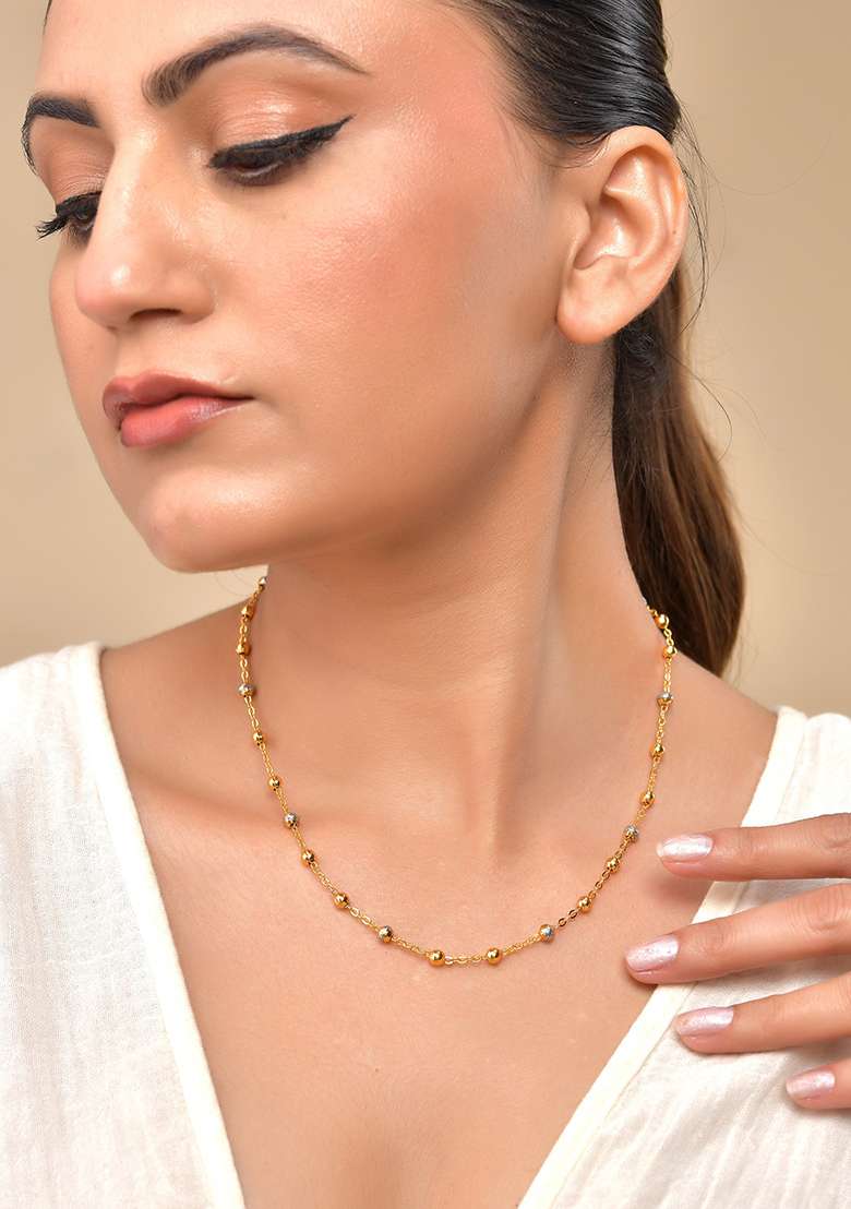 Stainless Steel Dual Toned Ball Chain For Women - Indya