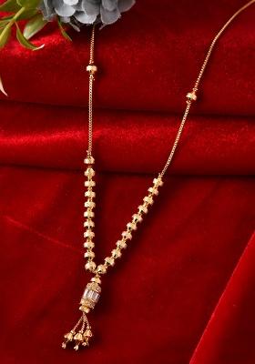 Rose Gold Plated AD Studded Round Pandent With Chain