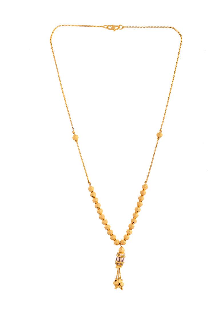 Rose Gold Plated AD Studded Round Pandent With Chain - Indya