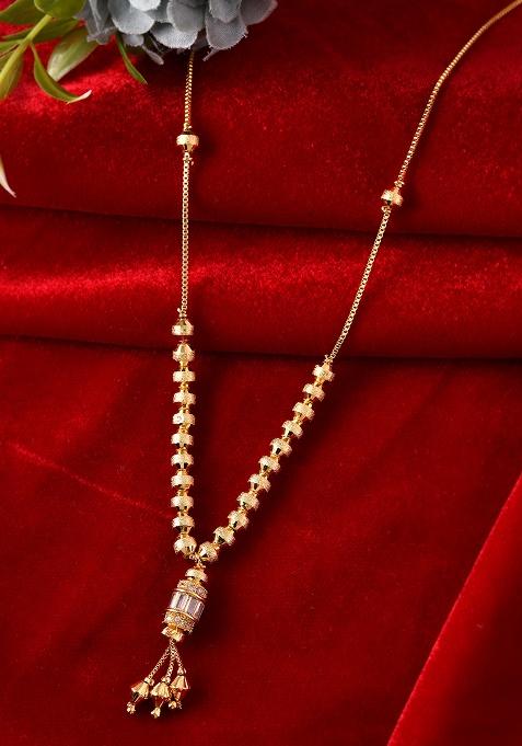 Rose Gold Plated AD Studded Round Pandent With Chain