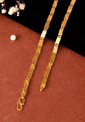 Stainless Steel Gold Plated Biscuit Shaped Classic Chain 