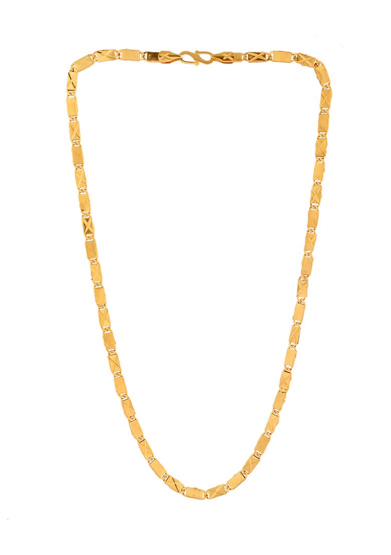 Stainless Steel Gold Plated Biscuit Shaped Classic Chain  - Indya