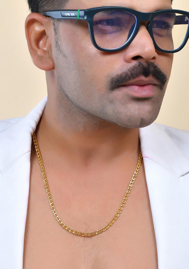 Stainless Steel Designer Gold Plated Chain For Men - Indya