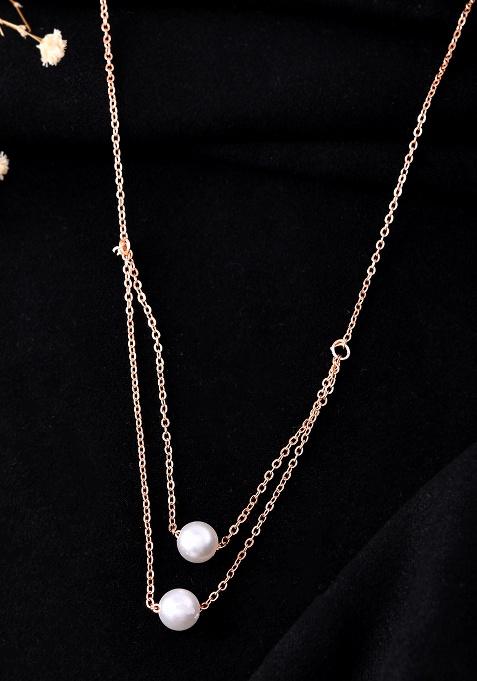 Gold Plated Pearl Studded Multi Layer Chain