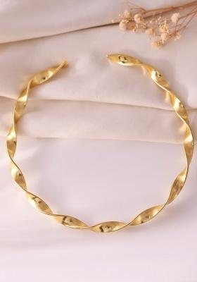 Gold Plated Anti Tarnished Twisted Hasli Necklace