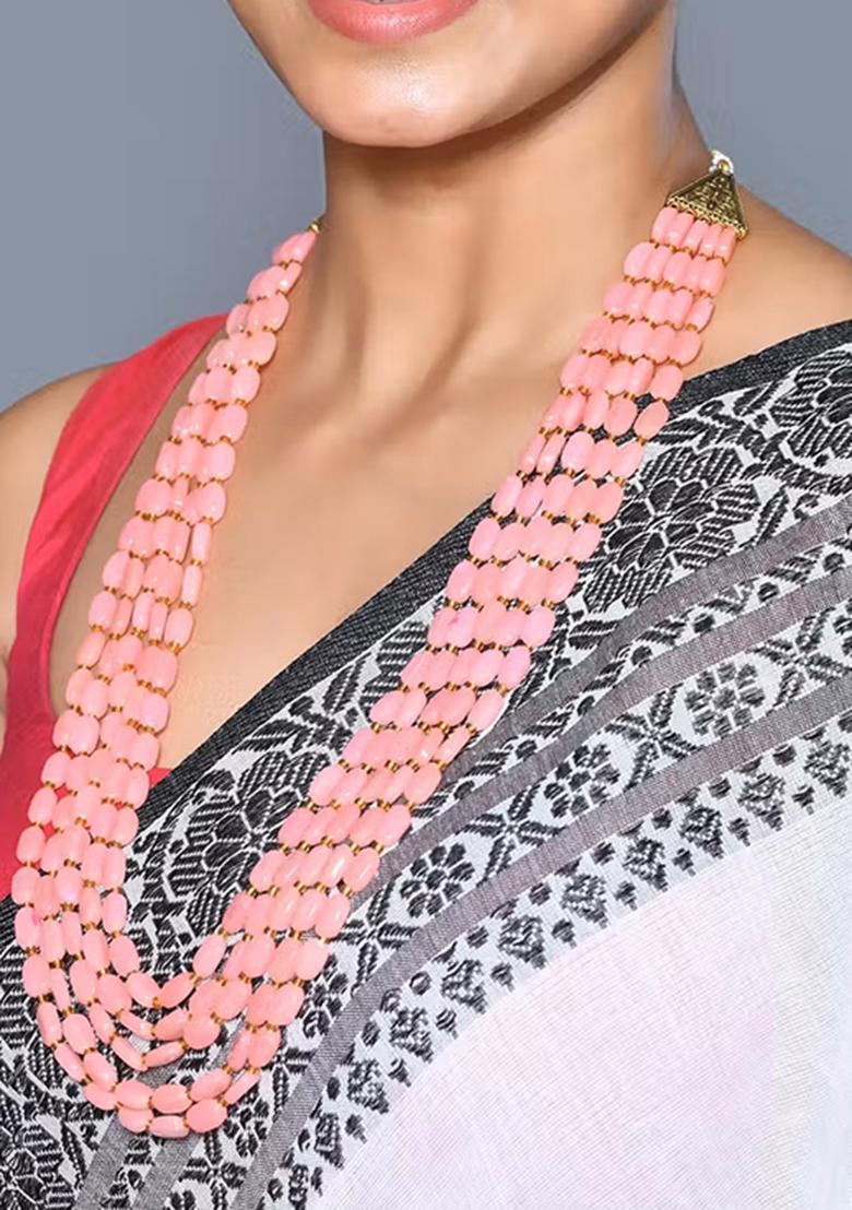 Pink Beads Pearl Neckleace - Indya