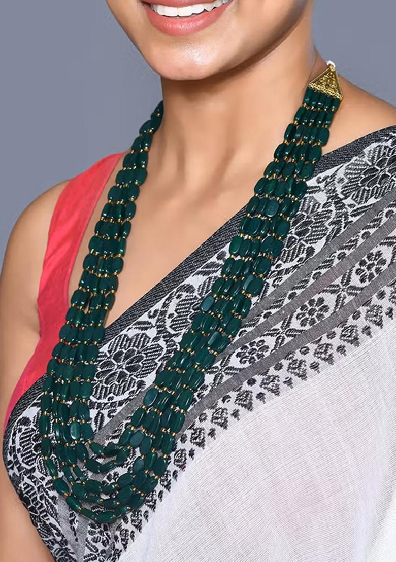 Green Beads Pearl Neckleace - Indya