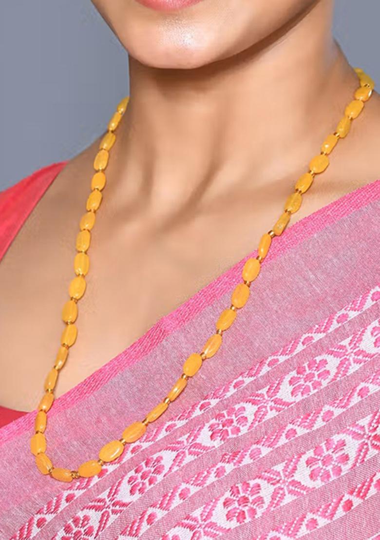 Yellow Beads Pearl Neckleace - Indya