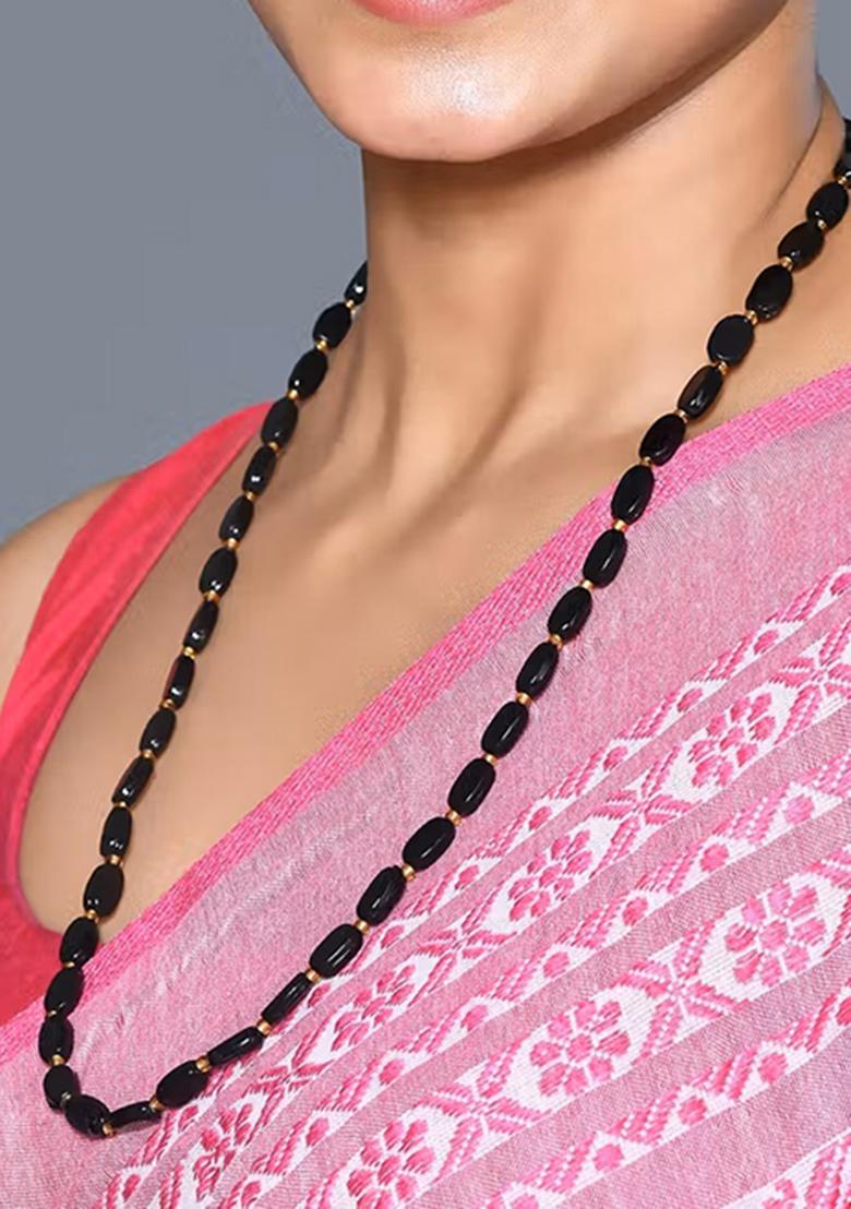 Black Beads Pearl Neckleace - Indya
