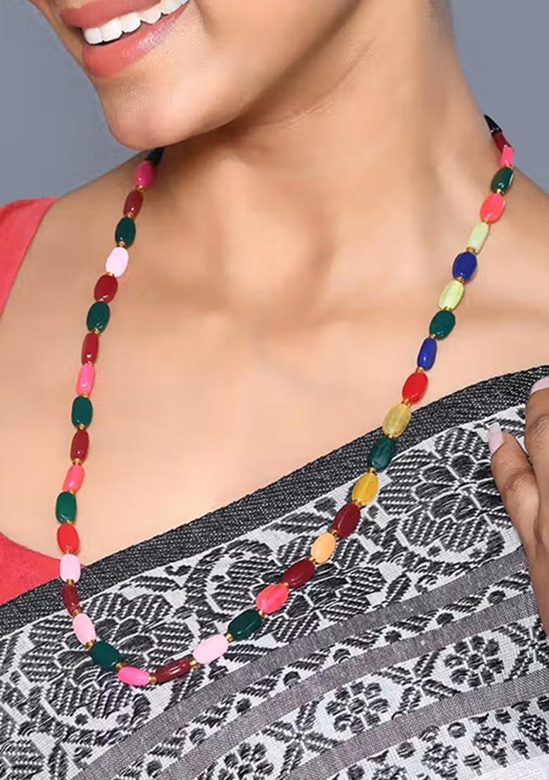 Multi Beads Pearl Neckleace - Indya