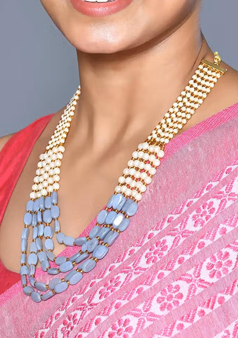 Grey Beads Pearl Neckleace - Indya