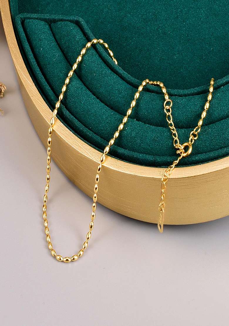 18K Gold Plated Waterproof Anti-Tarnish Ricebead Chain Necklace - Indya