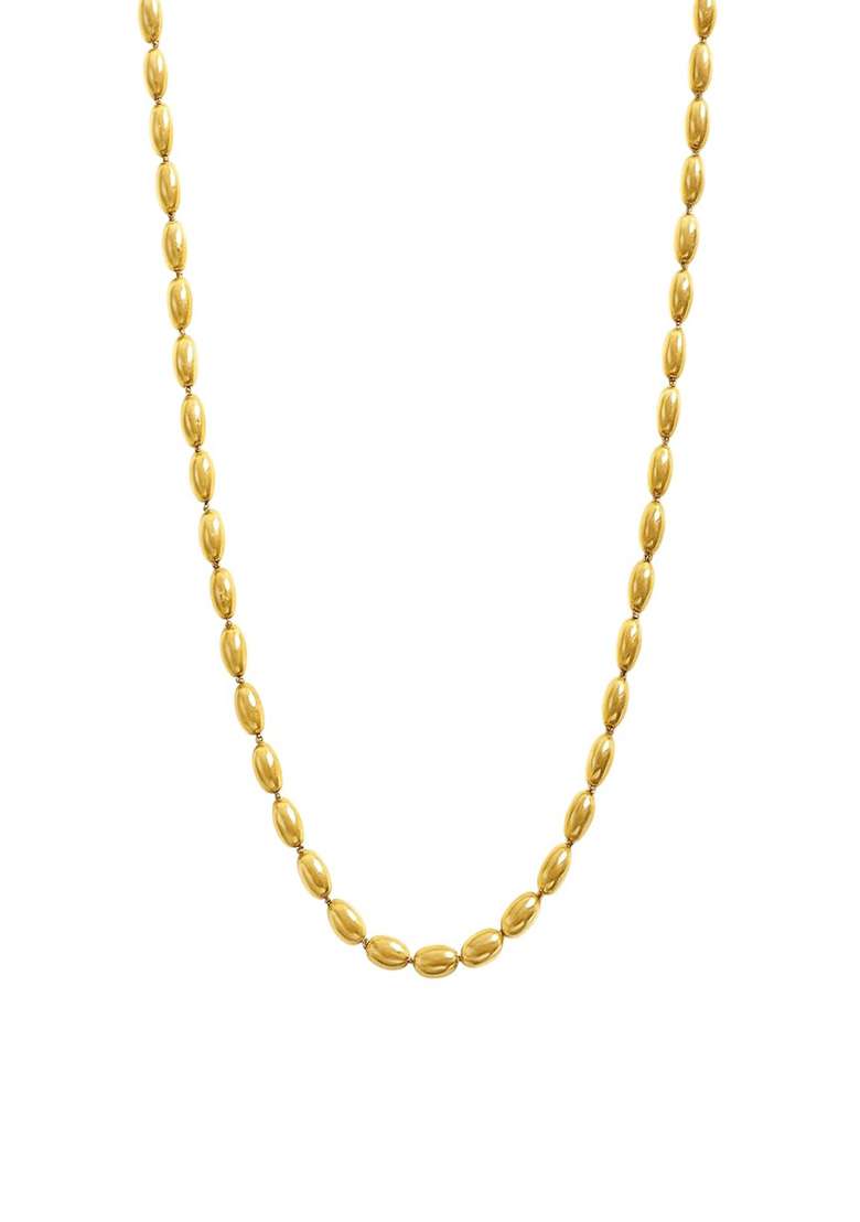 18K Gold Plated Waterproof Anti-Tarnish Ricebead Chain Necklace - Indya