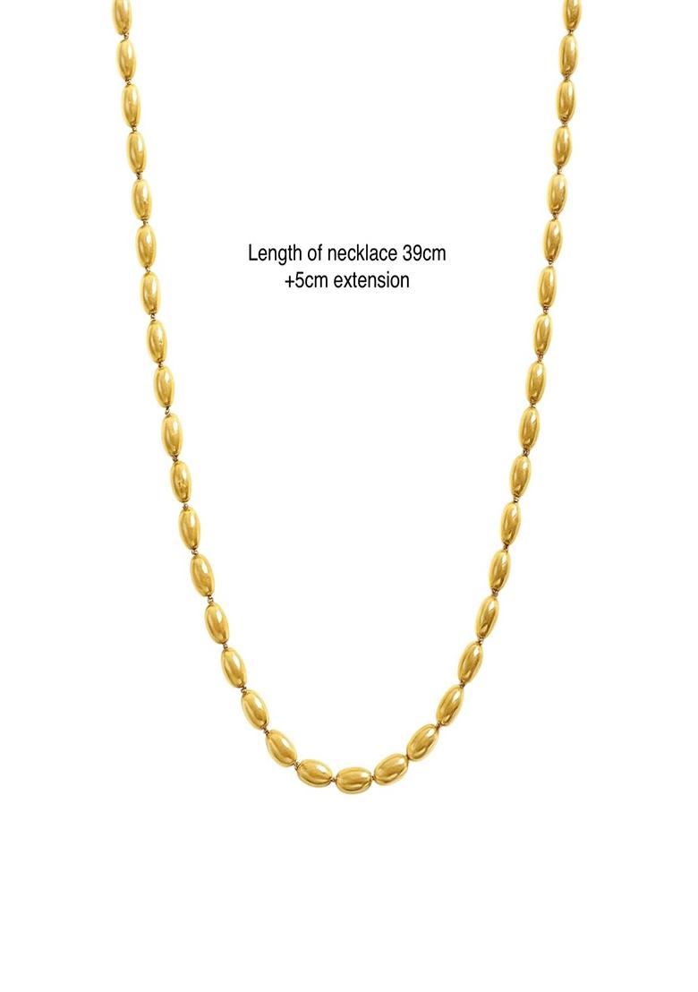 18K Gold Plated Waterproof Anti-Tarnish Ricebead Chain Necklace - Indya