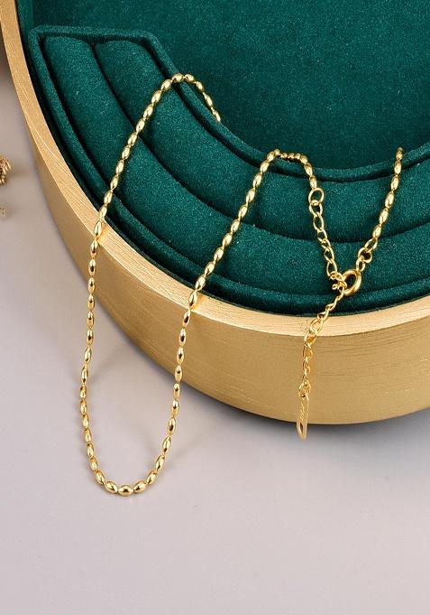 18K Gold Plated Waterproof Anti-Tarnish Ricebead Chain Necklace