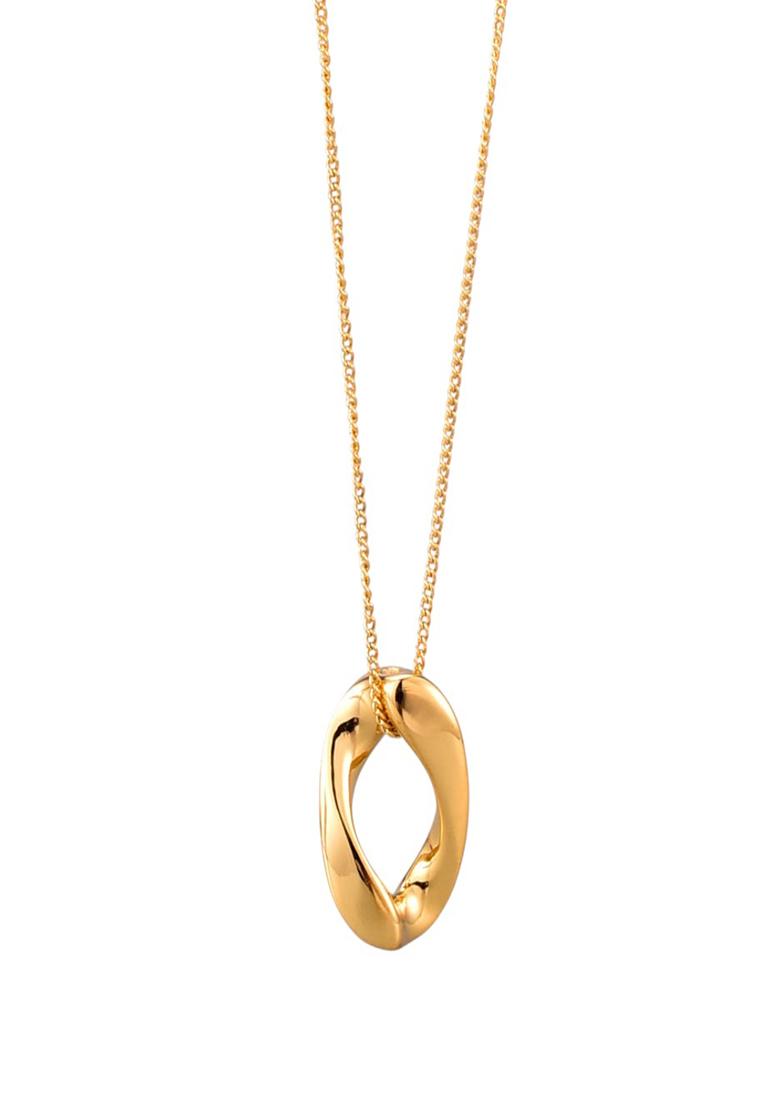 18K Gold Plated Waterproof Anti-Tarnish Oval Pendant Necklace - Indya