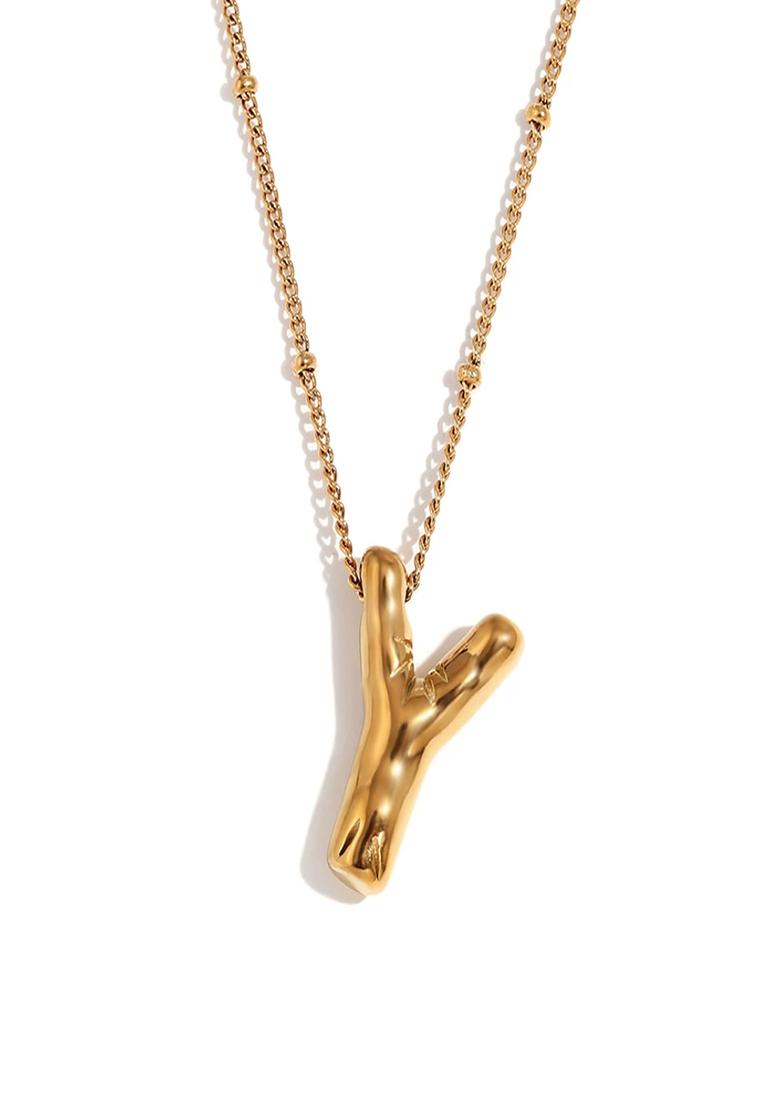 18K Gold Plated Waterproof Antitarnish Balloon Design Initial-Y Pendant Necklace - Indya