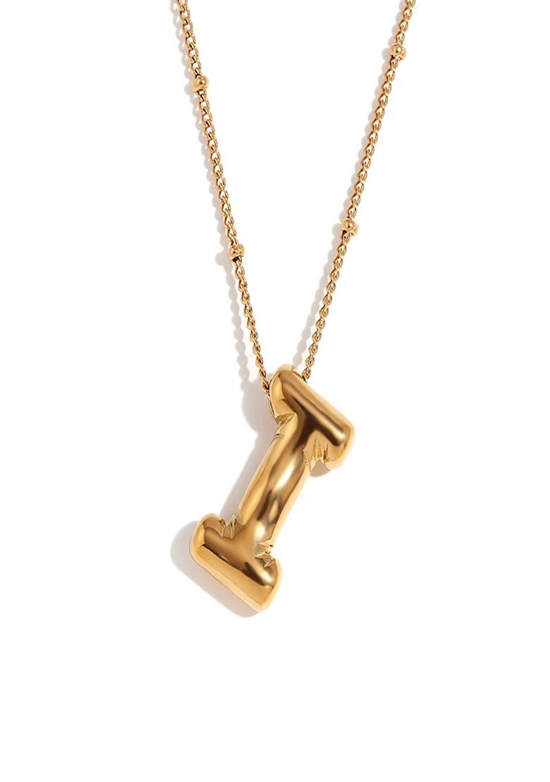 18K Gold Plated Waterproof Antitarnish Balloon Design Initial-I Pendant Necklace - Indya