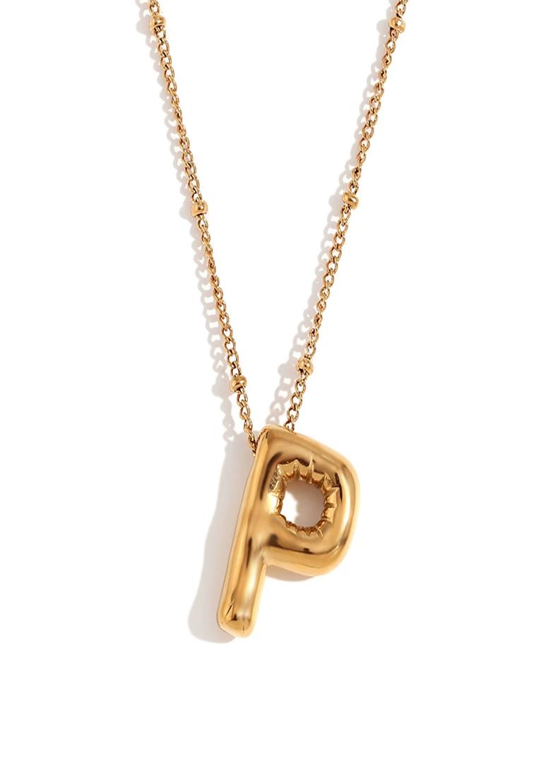 18K Gold Plated Waterproof Antitarnish Balloon Design Initial-P Pendant Necklace - Indya