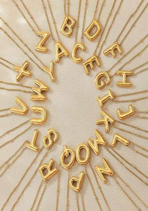 18K Gold Plated Waterproof Antitarnish Balloon Design Initial-U Pendant Necklace