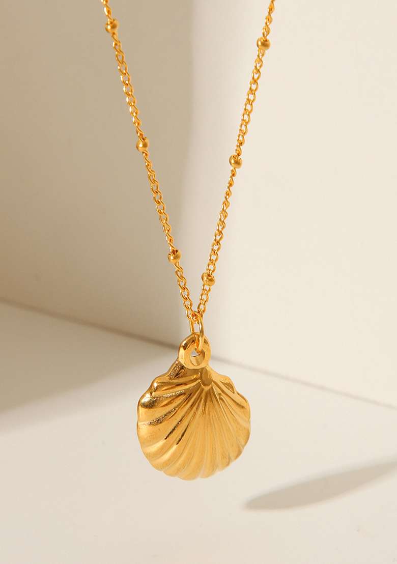18K Gold Plated Waterproof Anti-Tarnish Shell Pendant Necklace - Indya