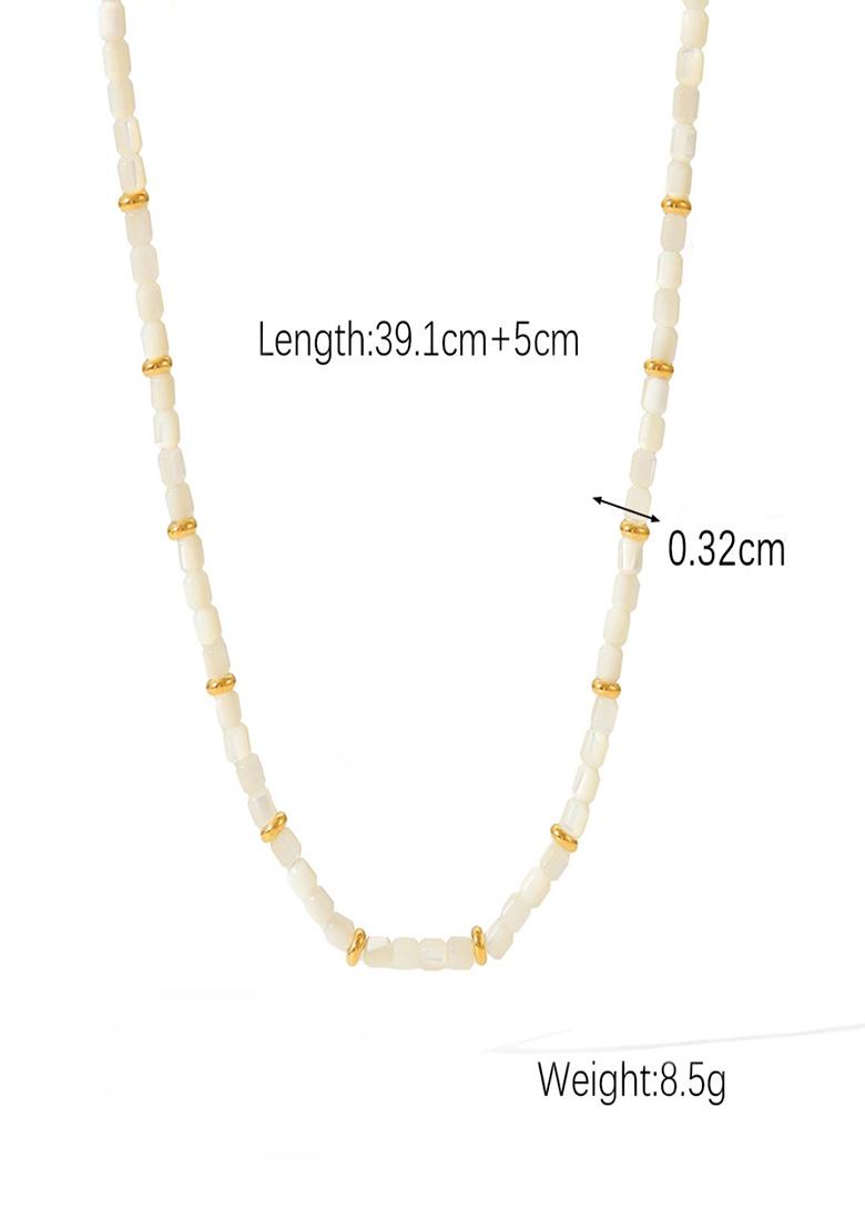 18K Gold Plated Waterproof Anti-Tarnish Mother Of Pearl Beaded Necklace - Indya